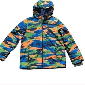 Lands' End Kids Camo Jacket - Blue, Green, Orange